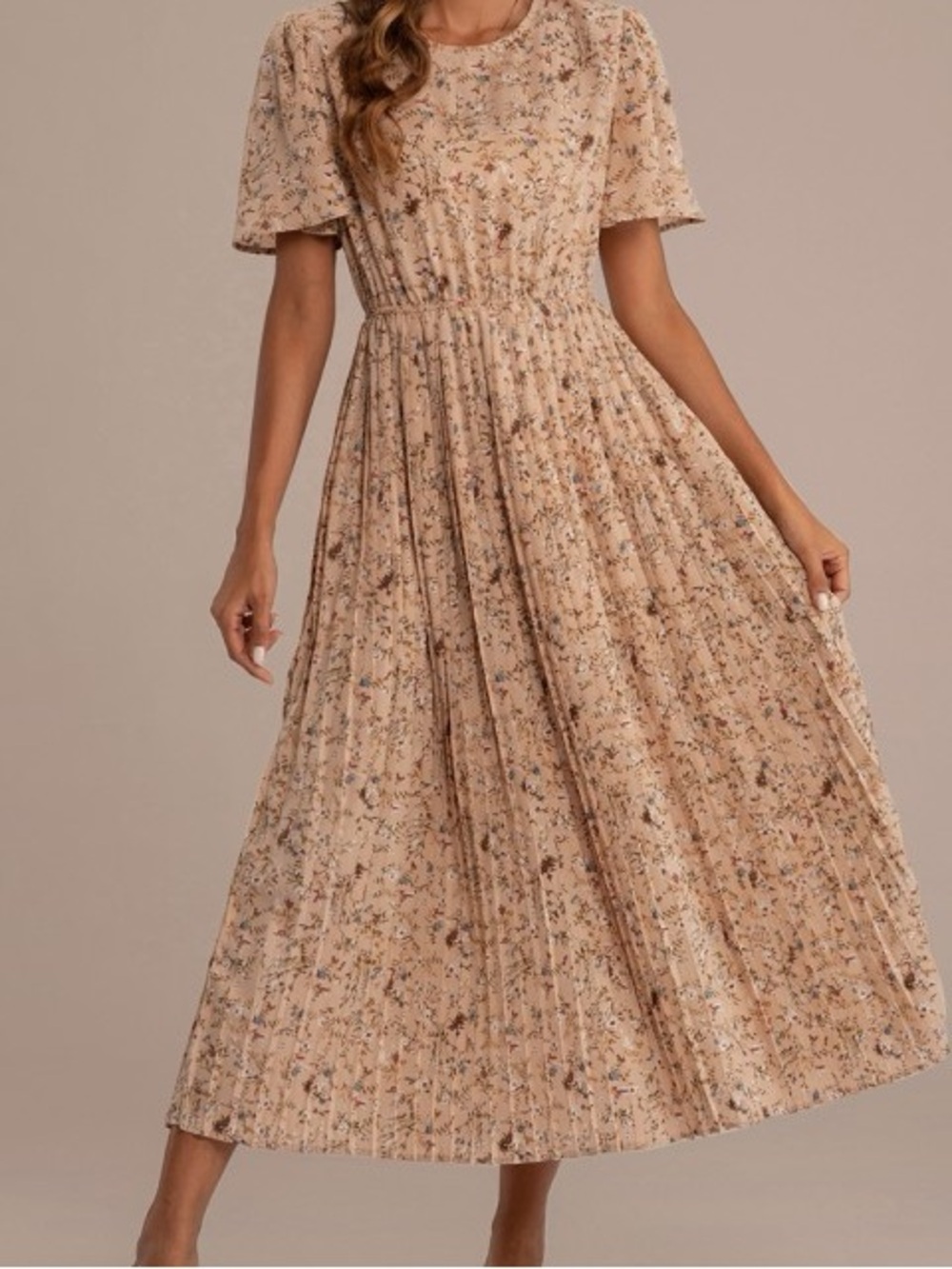 Pinkblush Floral Midi Dress in Brown & Pink Size XS NWT